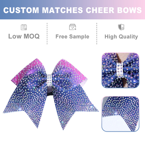 Moño Personalizado con Pedrería y Logotipo, Hecho a Medida para Equipos Escolares All-Star, Accesorios para el Cabello al por Mayor OEM, Bajo MOQ, Venta al por Mayor - Product Image 3
