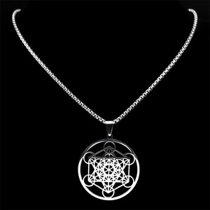 Collier en Acier Inoxydable avec Sceau d'Ange Archange Metatron pour Femmes et Hommes, Géométrique, Les Secrets des Caballistes, Bijoux du Jardin de <span class=keywords><strong>Salomon</strong></span> - Product Image 4