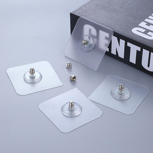 Wall Screw-free Sticker <b>Hook</b> No Trace Screw Long Buckle <b>Hook</b> Transparent Ready to Ship New 6*6cm Carton Injection <b>Plastic</b> Single - Product Image 1