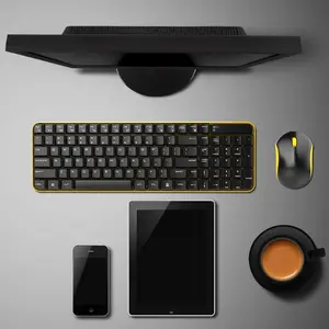 SMK-48350AG Keyboard dan Mouse nirkabel standar, Mouse nirkabel 2.4GHz desain portabel dan tradisional untuk Laptop dan Desktop