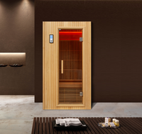 Luxuriöse Einzelpersonen-Infrarot-Saunakabine für den Innenbereich, Mini-Holzsauna für Zuhause, Entgiftungs-Trockenwärme-Saunakabine, unterstützt OEM und individuelles Logo
