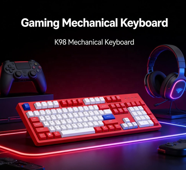 Full RGB Mechanical Keyboard K98 Wired Hot Swappable Switch Gaming Keyboard Custom Programmable Keyboard for PC Game Laptop User