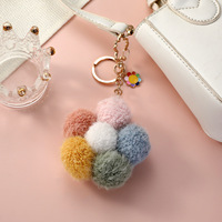 Porte-clés en peluche mignon en forme de fleur de cerisier, frais, délicat, coloré, moelleux, pour téléphone, voiture, sac, petit cadeau, décoration en vrac