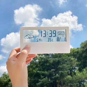 Relógio de mesa eletrônico <span class=keywords><strong>LCD</strong></span> com <span class=keywords><strong>display</strong></span> digital multifuncional medidor de temperatura e umidade despertador de sala - Product Image 5