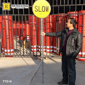 Strada su misura bianco rosso 150cm zincato <span class=keywords><strong>Post</strong></span> 45cm alluminio riflettente palmare <span class=keywords><strong>STOP</strong></span> SLOW segnaletica - Product Image 4