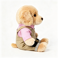 En gros, adorable peluche chien en peluche moelleuse à oreilles tombantes, avec poche cousue, style workwear, jouet en peluche doux