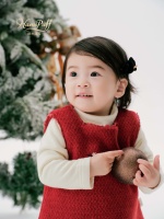 Gilet sans manches texturé pour bébé fille, col carré, broderie florale, bordure en dentelle, boutons au dos, doublure polaire, pour superposition automne