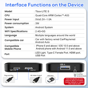 Carlink Smart Wirelessly Steaming Videos Music Carplay Box Car Play Car Tv Ai Box 1080P Android Auto <strong>USB</strong> <strong>HDMI</strong> Carplay <strong>Adapter</strong> - Product Image 4