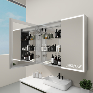 Modern Smart Customizable Graphic Design <strong>Bathroom</strong> Mirrored Cabinets LED <strong>Lights</strong> Anti-Fog Function Touch <strong>Sensor</strong> Illuminated Design - Product Image 6