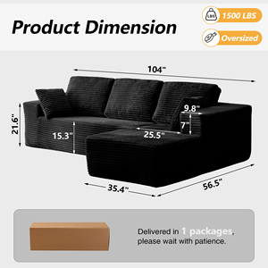 EU Vacuum-compressed Box Packaging Wholesale Modern Living Room Furniture Set L-Shape Convertible Couch Bed Sectional - Product Image 4