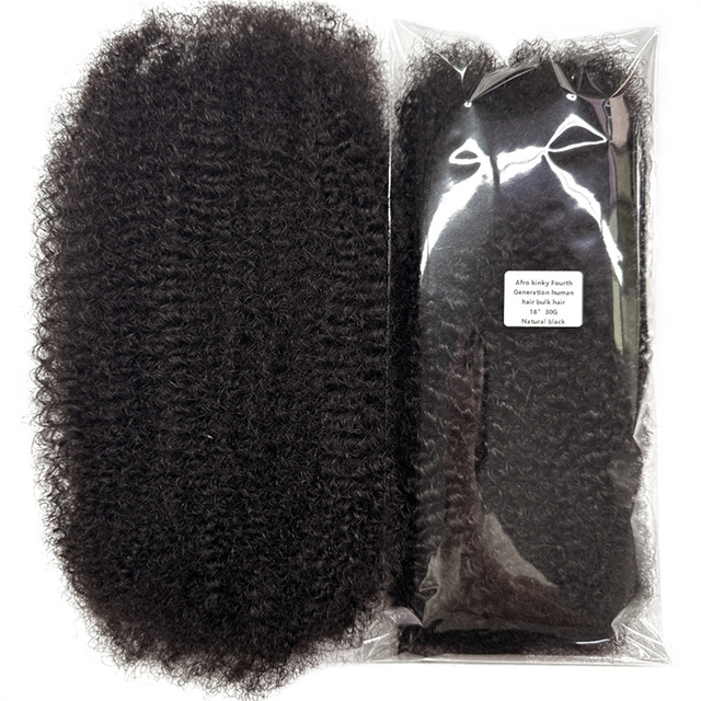Cheveux Naturel Black Color Afro Kinky Bulk Human Hair Wicks for African Braids Easy to Bleach and Dye