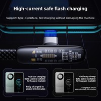 Cable de datos transparente trenzado plano en ángulo de 100W con carga rápida compatible con PD y SuperCharge USB-C de 66W