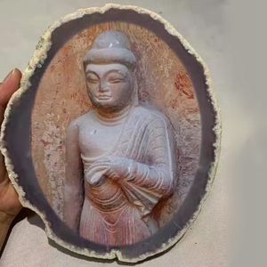 Posavasos con borde dorado para decoración del hogar, posavasos de pintura de piedra de Buda, taza de bebida - Product Image 2