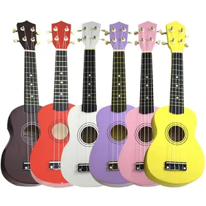 China Hersteller Großhandel Set Günstige 21 Zoll Sopran Mehrfarbige Holz Ukulele