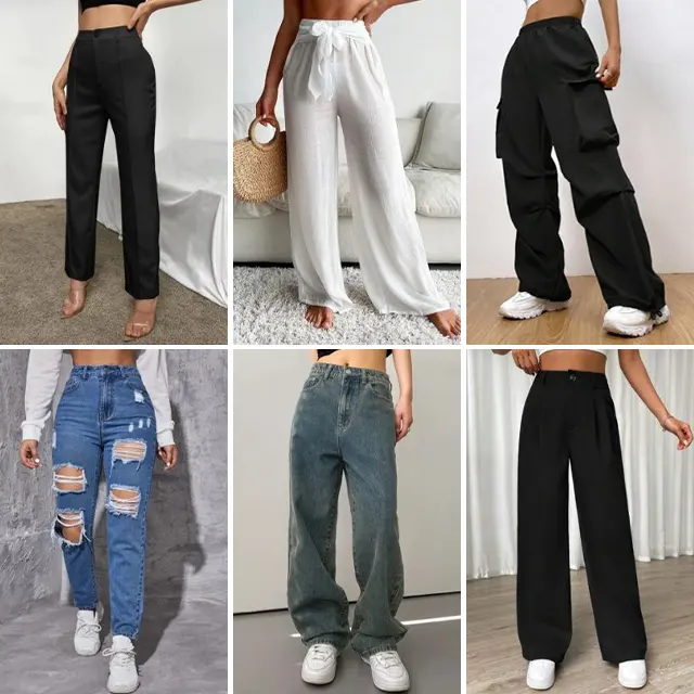 Ropa Existencias Excedentes Liquidación Stock niñas pantalones Venta al por mayor de marca otros pantalones cargo prendas de vestir Algodón usado jeans Pantalones de mujer