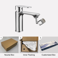 Robinet de lavabo pour salle de bain avec finition chromée de qualité supérieure, rotation libre, eau chaude et froide, filtre intégré