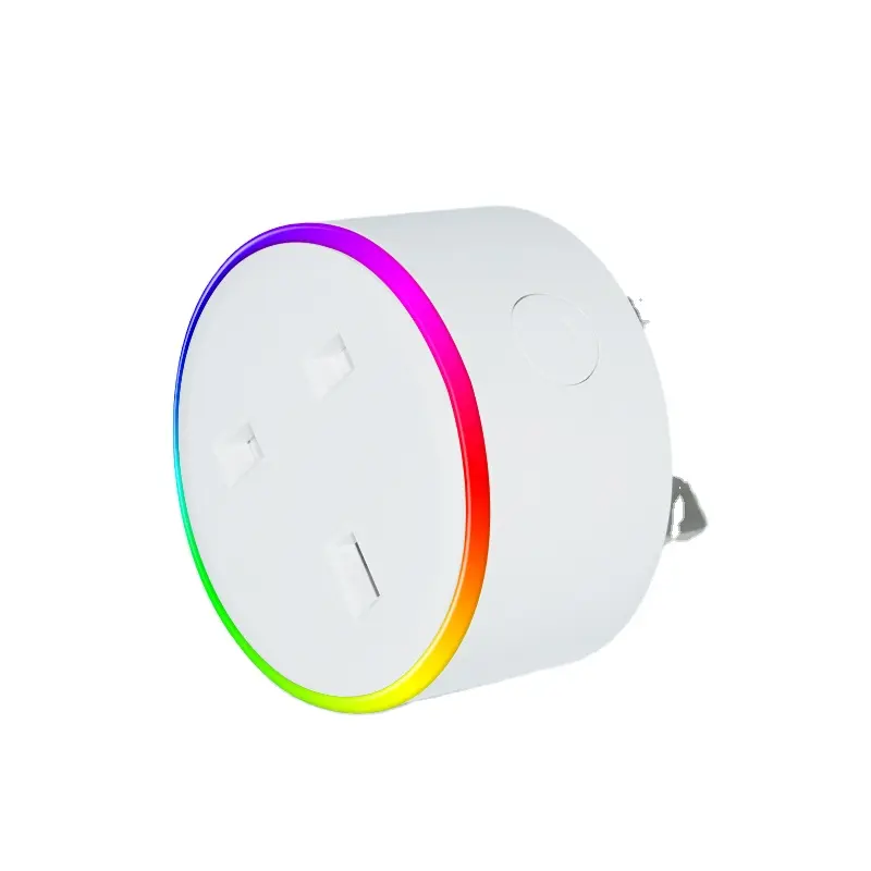 Enchufe de Alimentación inteligente UK 10A, luz RGB, minienchufe inteligente wifi, adaptador inalámbrico, Alexa, tuya
