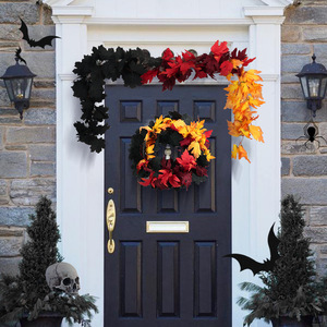 Easy To Obtain <b>Halloween</b> Rattan Wall Hanging Black Maple Leaves With Pumpkins For Home <b>Decor</b> - Product Image 3