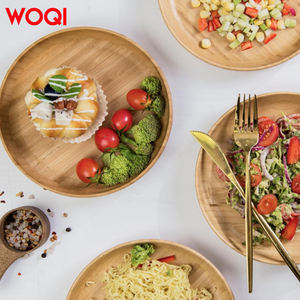 WOQI Assiettes en bois de <span class=keywords><strong>bambou</strong></span> réutilisables <span class=keywords><strong>Vaisselle</strong></span> légère pour enfants Plateau à dessert classique et <span class=keywords><strong>incassable</strong></span> - Product Image 5