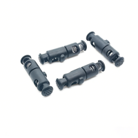 Cordons de serrage à ressort noirs de luxe, étanches, sûrs, extra longs, cylindriques, à double trou, avec embout en plastique ventilé