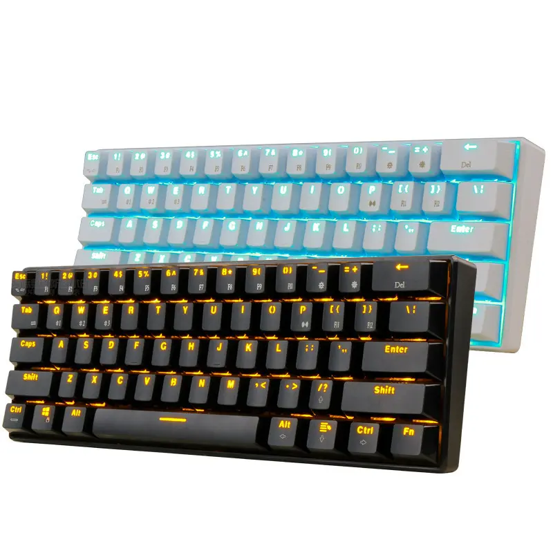 RGB Keyboard Mekanis 61 Kunci Berkabel/Nirkabel, Keyboard Keren Multifungsi untuk Permainan Komputer untuk Tablet dan Ponsel