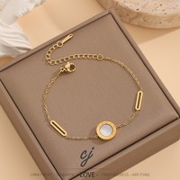 Ensemble de bijoux Carline en acier inoxydable plaqué or 18 carats avec chiffres romains, bracelet, collier, boucles d'oreilles, coquillages, bijoux tendance pour femmes, cadeau