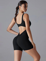 Combinaison de yoga pour femmes, dos en V et fesses galbées, sexy, une pièce, short moulant, combinaison de yoga