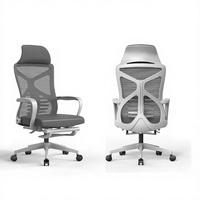 Chaise de bureau ergonomique moderne pivotante avec repose-pieds, support lombaire inclinable, appui-tête réglable, en maille de nylon de luxe