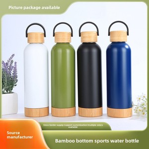 Borraccia Sportiva in Acciaio Inossidabile con Base in Bambù, Grande Capacità, Isolamento Sottovuoto, <span class=keywords><strong>Design</strong></span> Moderno, Portatile, Bocca Stretta - Product Image 2