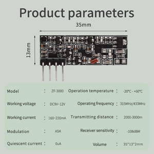 Módulo Transceptor Inalámbrico Superheterodino de Alta Potencia KONST 3000m 433MHz DC5V 1.5W para Diversos Electrodomésticos y Juguetes Inteligentes - Product Image 2