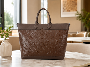 Custom Womens Crossbody Tote Bag Brown Embossed PU Leather Large Shoulder <b>Handbag</b> with Top Handle OEM ODM Fashion Purse - Product Image 1