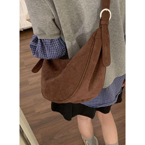 New retro suede velvet women's autumn and winter new simple dumpling bag shoulder crossbody bag - Product Image 1