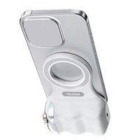 TELESIN Pegangan Kamera Nirkabel dari Bahan Aluminium Alloy dengan Remote Control Zoom dan Pegangan Ponsel Magnetik untuk Ponsel Android/iOS