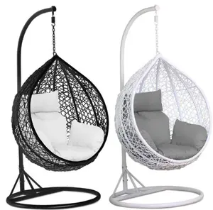 Outdoor Furniture Patio Swings Hanging Egg Swing cocoons Chair with Metal Stand Indoor Wicker Rattan Garden hanging chair