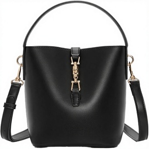 Sacs cabas pour femmes en cuir véritable avec design seau et fermeture à glissière - Product Image 1