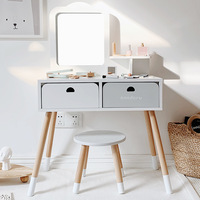 Table de Maquillage Princesse en Bois, Table de Coiffure de Simulation, Boîte à Bijoux Jouet pour Filles, Cadeau, Boîte Colorée