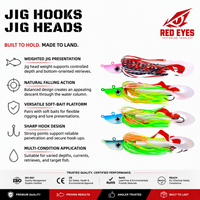 Échantillon Gratuit - Nouveau Style Red Eyes Big Lead Bucktail Jig Head, Leurre Souple pour Eau Salée avec Hameçon Triple pour la Pêche au Bar et à la Truite en Rivière/Cours d'eau