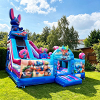 Château gonflable commercial d'extérieur Stitch avec toboggan et souffleur, installation facile, en PVC, garantie 3 ans