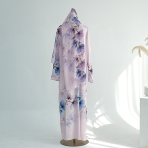 Nouvelle Collection 2026 : Magnifique Abaya Modeste pour Femme, <span class=keywords><strong>Robe</strong></span> Musulmane Imprimée Florale Ouverte sur le Devant et Hijab en Chiffon Imprimé – Ensemble 2 Pièces - Product Image 6