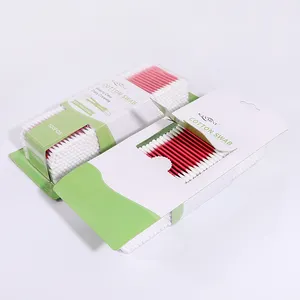 Private Label Eco Friendly 500 Pieces Red Paper Stick Cotton Bud With Card Suction Package
