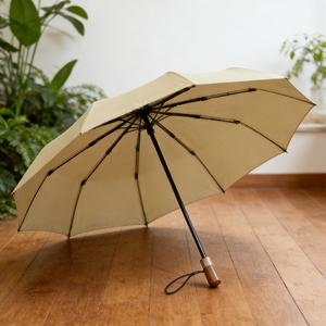 High Quality Luxury Strong Waterproof Elegant Wooden Handle <b>Automatic</b> Open Custom Compact Three Folding <b>Umbrella</b> with Logo - Product Image 1