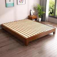 Cadre de lit moderne simple ou double en bois massif sans sommier, idéal pour chambre à louer, lit tatami en bois d'hévéa WMJ C-01