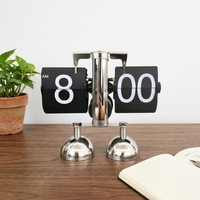 Horloge à bascule design moderne, horloge de table à quartz automatique pour la décoration de la maison, du bureau, cadeau # HY-F002-W