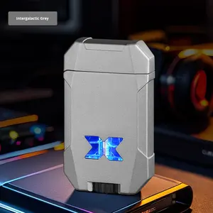 Encendedor Mecánico de Doble Llama para Influencers de <span class=keywords><strong>TikTok</strong></span>, Potente, con Luces Intermitentes de Colores, Metálico, Recargable, Resistente al Viento, para Cigarros - Product Image 6