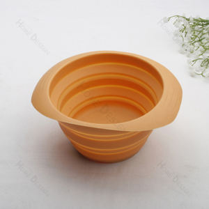 Große umwelt freundliche tragbare tragbare faltbare Silikon-Hunden apf Niedliches <span class=keywords><strong>Design</strong></span> Zusammen klappbare Wasserschale für Tiernahrung mit festem Muster - Product Image 2