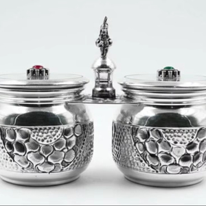 Ensemble de récipients à fruits secs en argent artisanal avec couvercles décoratifs, bocaux de rangement de qualité supérieure pour cadeaux, Pooja et décoration intérieure - Product Image 3
