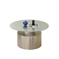 Table basse modulaire en acier inoxydable de style nordique moderne, table d'appoint de canapé en métal d'inspiration luxueuse, table basse ronde