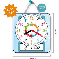 Reloj Magnético de Pizarra Magnética para Enseñar Matemáticas a Niños, Estilo Adorable, 12x11 Pulgadas, Modelo 0056