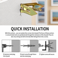 Chevilles murales pour cloisons sèches, vis d'expansion sans perçage à frapper pour l'installation de luminaires, rideaux et appareils électroménagers 12x30mm