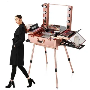 Smd — station de maquillage chariot portable avec lampes, pour salon de beauté, en vente